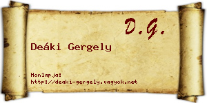 Deáki Gergely névjegykártya