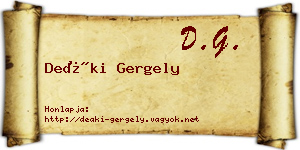 Deáki Gergely névjegykártya